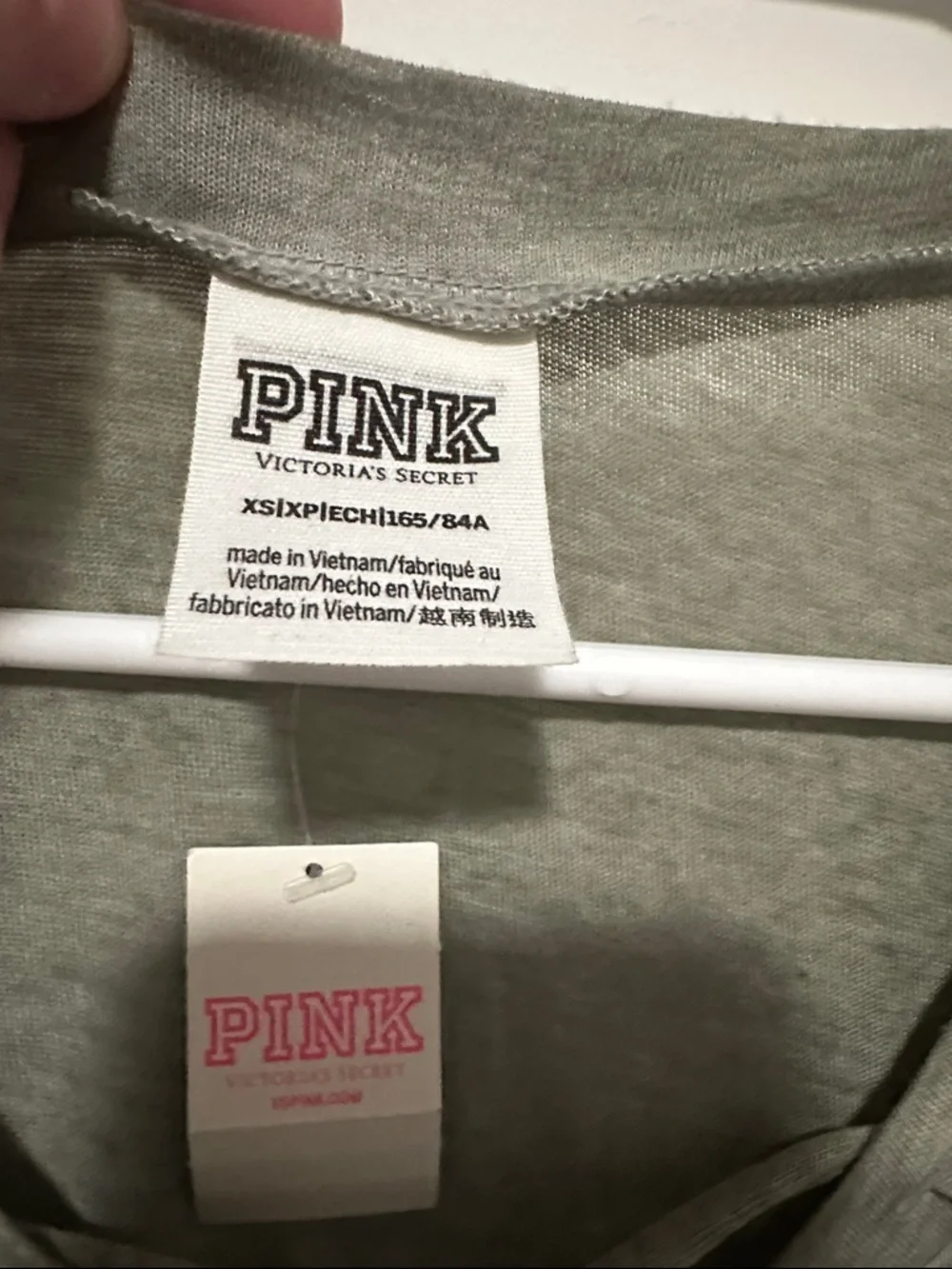 VS pink  Lace-Up V-Neck T-Shirt in Olive Green - Picture 2 of 4